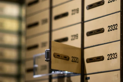 Image of safes from a bank.